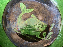 Set of 2 – Fish Folk Art Terracotta Pottery Bowls – 6.5” – Mexico – Signed A.C.