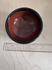 Vintage Mexican Folk Art Tripod Pottery Bowl Hand Painted Black Red Green