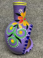 MEXICAN TALAVERA POTTERY CHIMNEY FLOWER POT PLANTER 8”TALL HANDPAINTED CANDLE