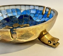 Salvador Terán Modernist Mosaic And Brass Footed Ashtray 7″ Diameter
