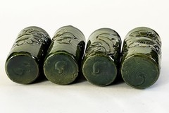 4 MEXICO OAXACA ATZOMPA CERAMIC CLAY BARRO LOZA VERDE GREEN MEZCAL CUPS COPITAS