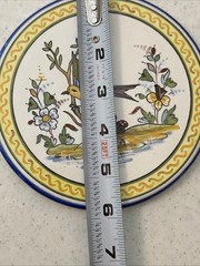 Talavera Trivet Hot Plate Hand Painted Mexico Gorgeous! 6.5″ Round BIRD YELLOW