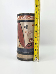 Vintage Tonala Mexico Burnished Clay Pottery Vase – floral and peacock