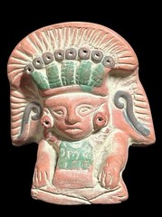 Mexican Folk Art Mayan Clay Terra Cotta Sculpture Figurine Corn God 3-3/4″ Repro