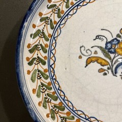 Talavera Espana Hand Painted Plate Blue Green Yellow Floral Flowers 6.75” D