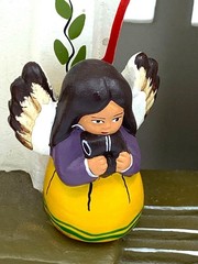 Mexican Handmade Pottery Mission With Music Angels and Church Bells/Tealight