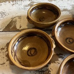 Vtg Mexican Red Ware Individual Pottery Bowl 4.25” Dia Handmade Painted Set 6