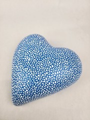 Mexican Ceramic Heart Wall Decor 7.5″ Blue Talavera-Style Folk Art Hanging