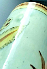 Tonala Baby Blue glaze Bird Butterfly Tall Cup or straight sided Vase vgc