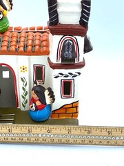 Mexican Handmade Pottery Mission With Music Angels and Church Bells/Tealight