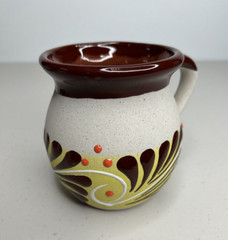 Two Modern Hand-Painted Mexican Clay Pottery Mugs – Glazed Rim & Interior