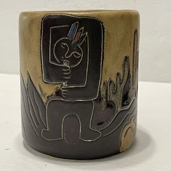 HANDCRAFTED MARA ART POTTERY COFFEE MUG Tea Cup CACTUS MEXICO Musician Music