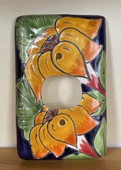 Talevera Single Outlet Plate Cover Sunflower Mexico Handmade Ceramic Pottery