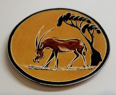 Set Of 3 Mexican Folk Art Animal Pottery Plates 4″ Round & Clay Cow with Bell