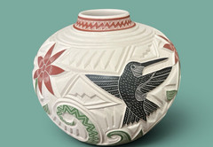Mata Ortiz Pottery Martin Olivas Quintana White clay Olla Vase Jar Art Mexican