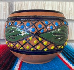 Mexican Ceramic Flower Pot Planter Folk Art Pottery Handmade Talavera #14