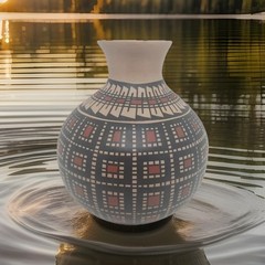 Mata Ortiz handmade and Handpainted pot by Elfida Tena 5.75″ tall / 5″ wide.