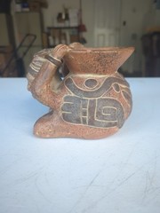 5″ Mesoamerican Aztec Terra Cotta Figural Decorative Tabletop Vase