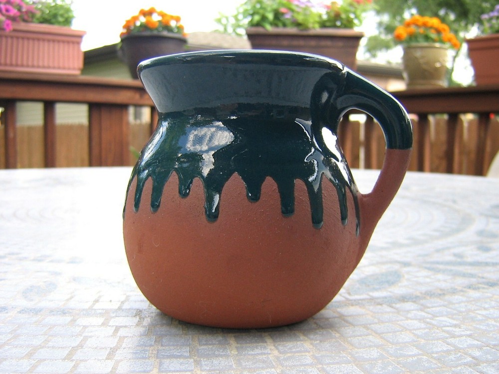 Jarrito de Barro Decorado / Chorreado Decorated Clay Mug Made in Mexico