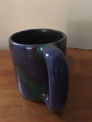 Mara Mexico Pottery Butterfly Coffee Mug Cup Signed Blue/Green Stoneware