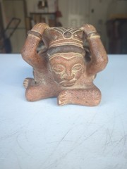 5″ Mesoamerican Aztec Terra Cotta Figural Decorative Tabletop Vase