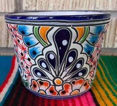 Mexican Ceramic Flower Pot Planter Folk Art Pottery Handmade Talavera #5