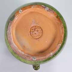 A Major C.1930 Tlaquepaque Mexican Green Pottery Pitcher – Dance/Music Motif