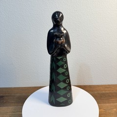 Vtg Oaxaca Mexico Black Pottery Folk Art Sculpture Woman Manuel Felguerez Style