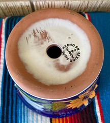 Lg MEXICAN TALAVERA Folk Art POTTERY SUN FLOWER POT PLANTER CERAMIC RARE #2