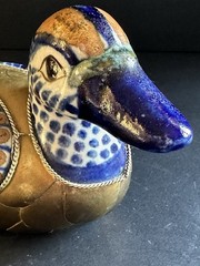 Vtg Mexico Tonala Mexican Folk Art Sergio Bustamanta Style Mallard Duck 8” Brass