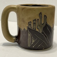 HANDCRAFTED MARA ART POTTERY COFFEE MUG Tea Cup CACTUS MEXICO Musician Music