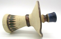 Beautiful Floral Single Mexico Tonala Sand Pottery Candle Holder 6 1/2″ H – 5″ D