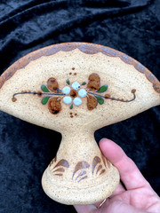 Tonala Floral Napkin/Letter Holder, Sandstone, Mexican Pottery, Hand-painted