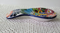 Talavera Spoon Rest Mexico Pottery Hand Painted Ceramic Lead-Free Floral Design