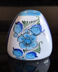 VTG Tonala Mexican Pottery Single Shaker Hand Painted Flower Signed Initialed