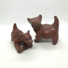 2 Vtg Classic Colima Dogs Pre-Columbian Style Redware Small Reproductions