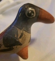 Vintage Mexican Tonala Pottery Bird Toucan Signed 3″ Clay Mid Century Modern