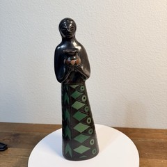Vtg Oaxaca Mexico Black Pottery Folk Art Sculpture Woman Manuel Felguerez Style