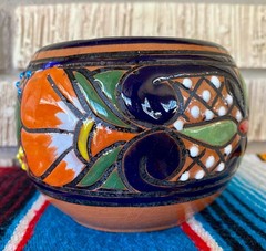 Mexican Ceramic Flower Pot Planter Folk Art Pottery Handmade Talavera #11