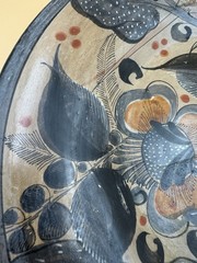 Vtg Tonala Mexico Folk Art Pottery Wall Hanging Plate Birds Squirrel 12” Round