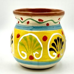 Mexican Red Clay Terracotta Glazed Floral Coffee Mug