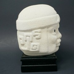 Handmade Maya Olmec Head Modern Art