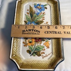 Vintage Mexican Art Pottery Serving Plate Wall Decor Floral Signed