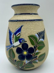 Floral and bird Mexican art pottery “sandstone” Ceramica Pajaros Guanajuato