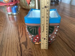 Mexican Talavera Planter Pot Hand Painted Floral Folk Art Pottery Ceramic 5”x4”