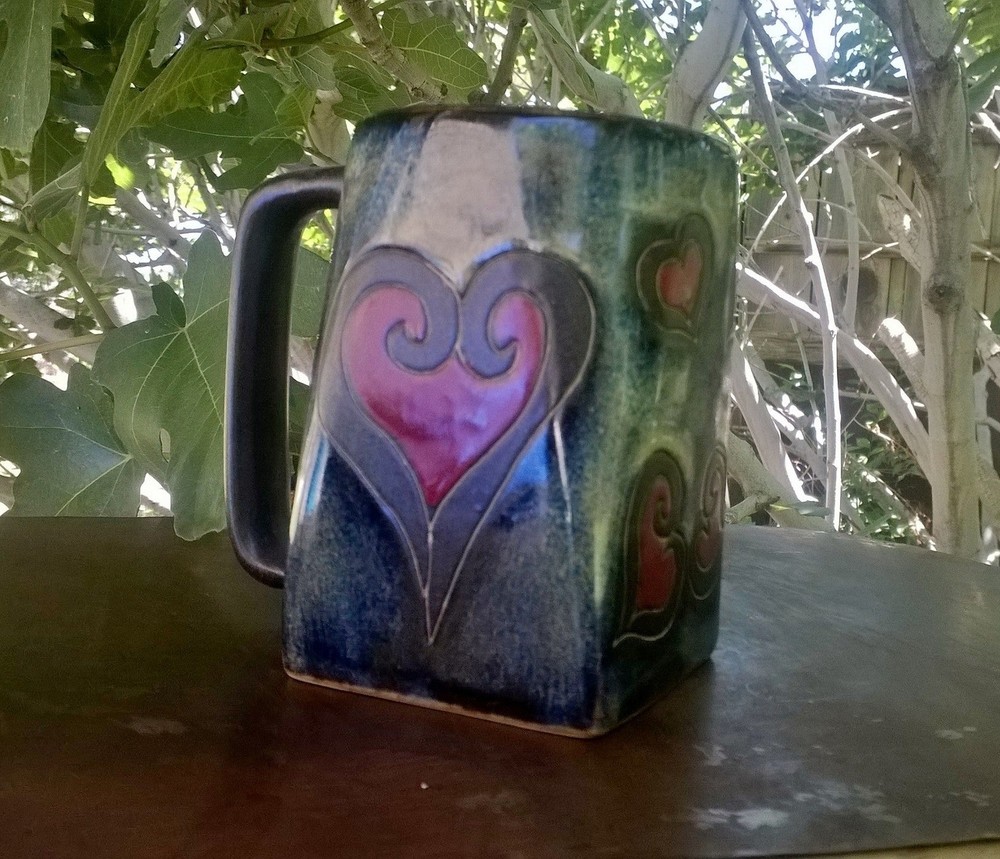 Heart Mara Mug in lead free stoneware pottery 12oz; 511J1