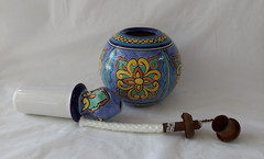 Tierra Fina Hand Painted Mexican Table Top Torch 11 ” Tall