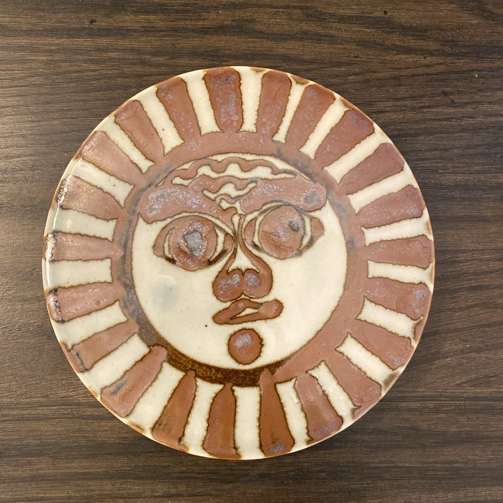 Vintage KEN EDWARDS Sun Trivet Palomar Mexico 7″ Round Folk Art Ceramic Pottery