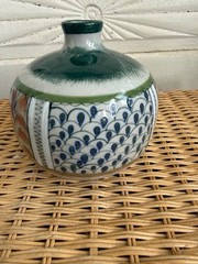Vintage MCM Erandi Tonala Art Pottery Fat Bottom Vase Hand Painted