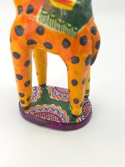 Vintage Mexican Folk Art Candle Holder Handmade Giraffe Birds Clay Pottery Large